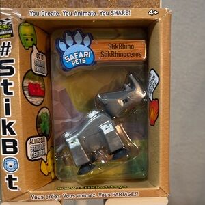 StikBot Safari Pets Silver Rhino Toy